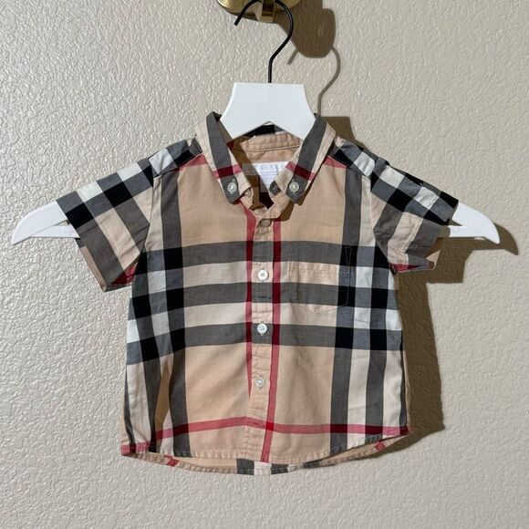 Burberry Other - Burberry Kids Beige and Black Plaid Button Down Shirt